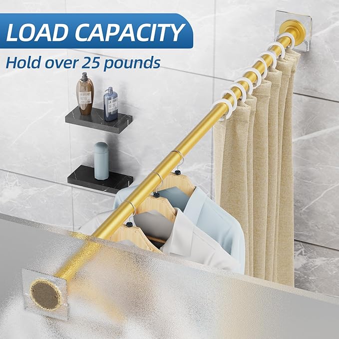 CorkLatta Gold Adjustable Shower Curtain Rod 32 to 68 inch - Image 3