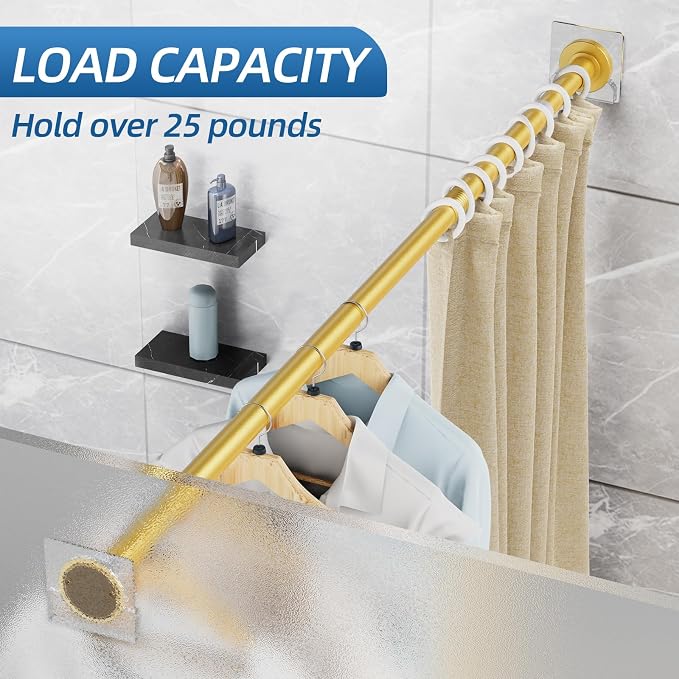 CorkLatta Gold Adjustable Shower Curtain Rod 32 to 80 inch - Image 3