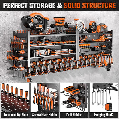 66" W Super Large Power Tool Organizer Wall Mount, Heavy Duty Cordless Tool - Image 3