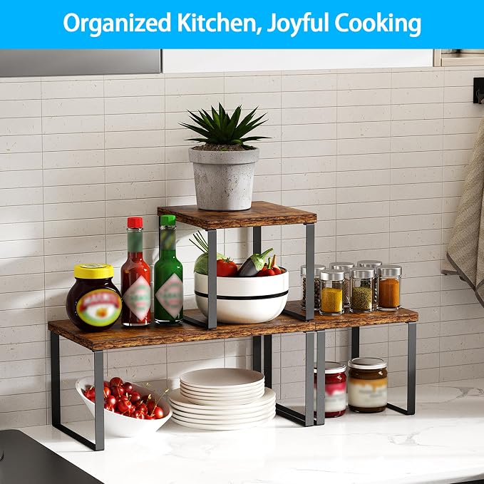 Countertop Shelf, Kitchen Counter Organizer, Adjustable, Stackable | Kitchen - Image 3