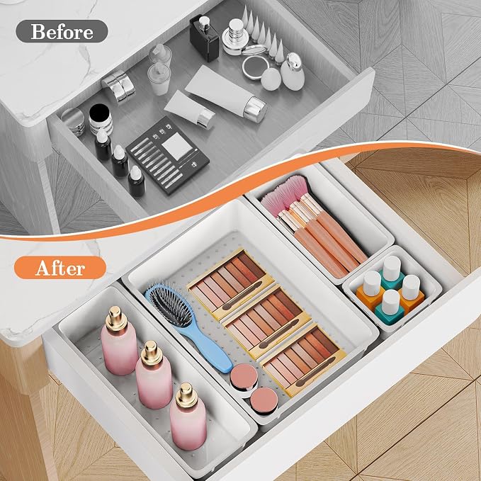 25 PCS Plastic Drawer Organizer Set, 4-Size Versatile Organizer Trays & storage - Image 4