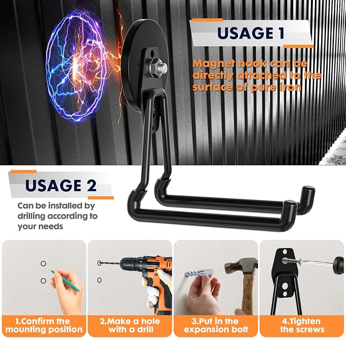 Heavy Duty Storage Magnetic Utility Hooks Large Garage Magnet Hooks - Image 4