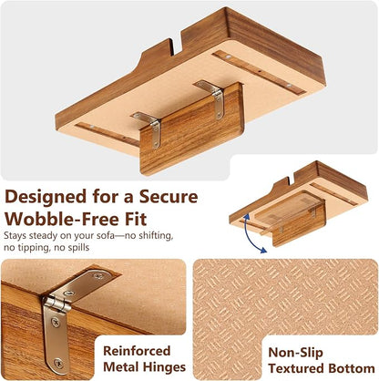 Couch Insert Tray for Middle Seat, Acacia Wood Couch Table - Image 8