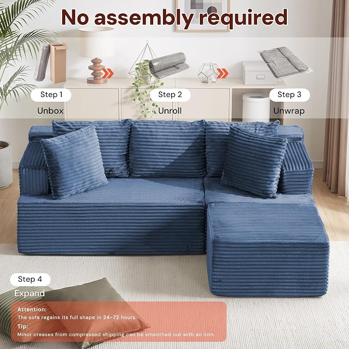 Korser Boneless Couches for Living Room, Cloud Couch Sectional - Image 6