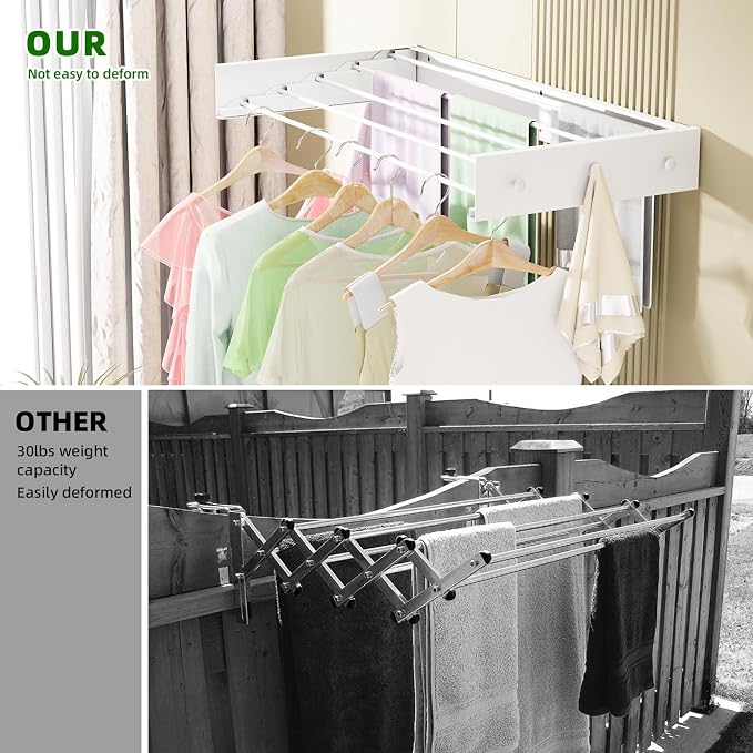 Wall Mounted Drying Rack for Laundry 31.5'', Folding Clothes Drying Rack Wall - Image 4
