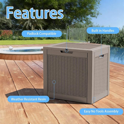 EasyUp 37 Gallon Deck Boxes Outdoor Waterproof, Resin Outside Storage Box - Image 6