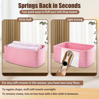 5-Pack Small Woven Rope Storage Baskets, 2 Sizes Organizer Bins | Fabric Cube - Image 7