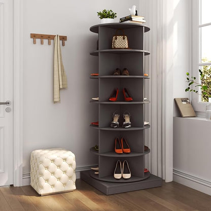 6 Tier / 7 Tier Rotating Shoe Rack Tower, Modern Free Standing 360° Revolving - Image 3