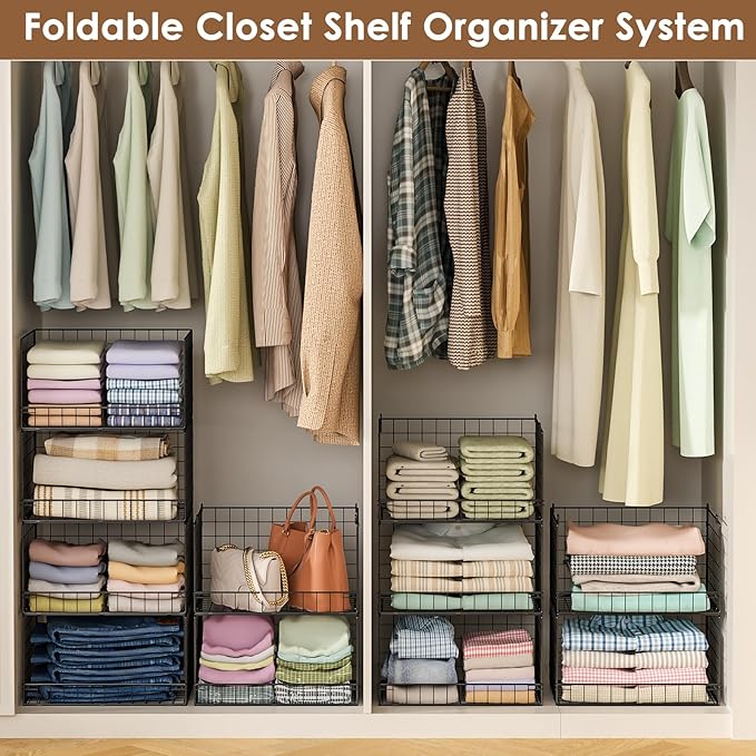 Yociyoga 3-Tier Stackable Closet Organizers and Storage Shelves, Foldable - Image 5
