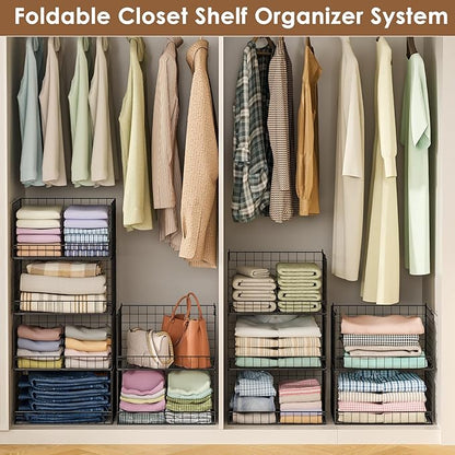 Yociyoga 3-Tier Stackable Closet Organizers and Storage Shelves, Foldable - Image 5