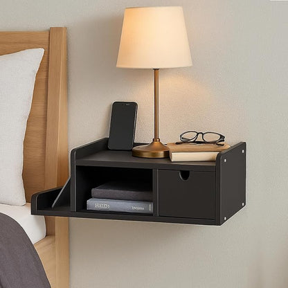 Floating Nightstand with Drawer & Shelf, Wall Mounted Bedside Table - Image 8