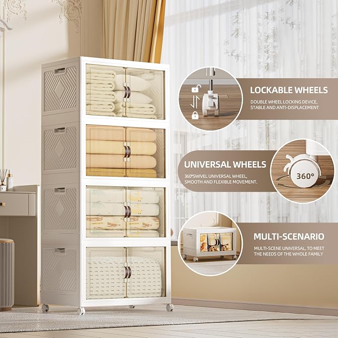 416 QT / 104 Gal Large Foldable Stackable Plastic Storage Cabinet - Image 4