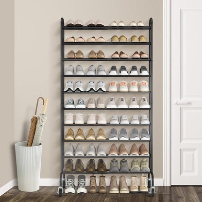 STORAGE MANIAC 10-Tier Expandable Shoe Rack, 44 Pairs Tall Vertical Shoe Rack - Image 2