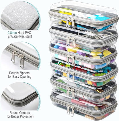 Sanwuta 6 Pcs Clear Hard Zipper Case Hard Plastic Zipper Pouches Transparent - Image 3