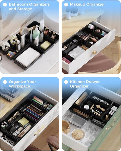 BiuLeon 25 PCS Plastic Drawer Organizers Set, 4-Sizes Vanity and Makeup - Image 7
