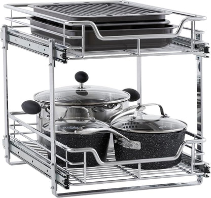 Household Essentials Chrome-Plated Steel Dual-Tier Slide-Out Organizer by HouseholdEssentials