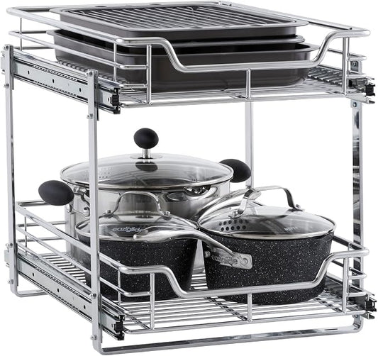 Household Essentials Chrome-Plated Steel Dual-Tier Slide-Out Organizer by HouseholdEssentials