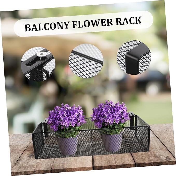Outanaya 1pcs Metal Wire Hanging Planter Rack Space-Saving Balcony Flower Holder - Image 8