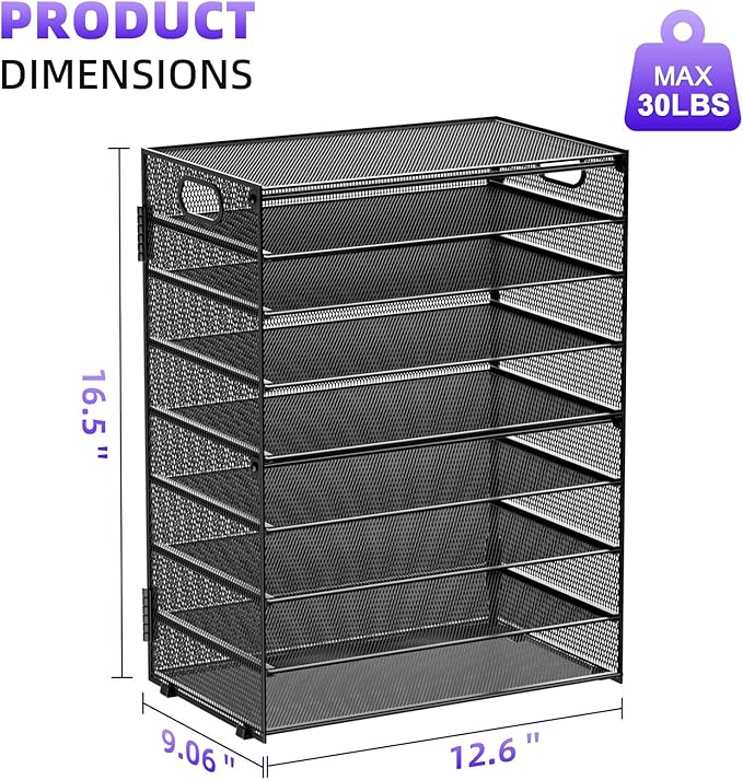 Marbrasse Paper Organizer Letter Tray, 9 Tier Mesh File Organizer - Image 6