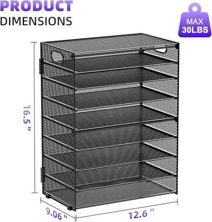 Marbrasse Paper Organizer Letter Tray, 9 Tier Mesh File Organizer - Image 6