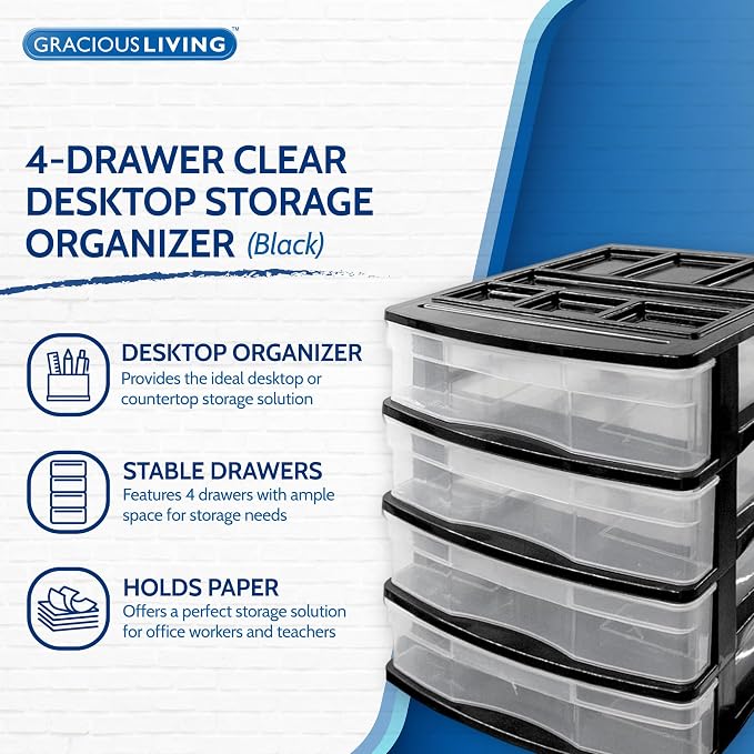 Gracious Living 4-Drawer Desktop and Countertop Storage Organizer Drawer Set - Image 4