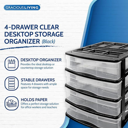 Gracious Living 4-Drawer Desktop and Countertop Storage Organizer Drawer Set - Image 4
