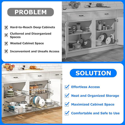 WelFurGeer Soft Close Slide Out Cabinet Shelf, Kitchen Shelf Organizer - Image 4
