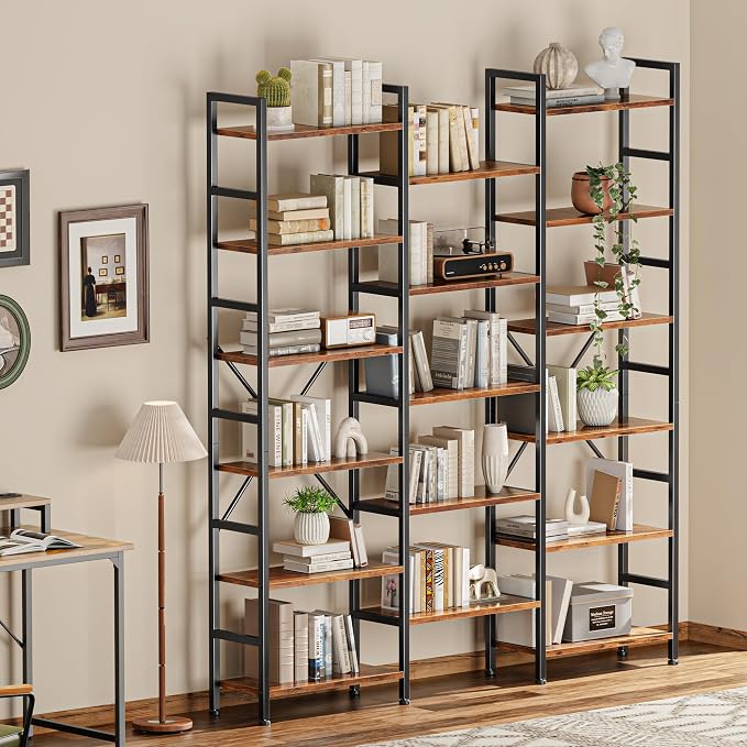 SUPERJARE Triple Bookshelf, Bookcase - Image 7