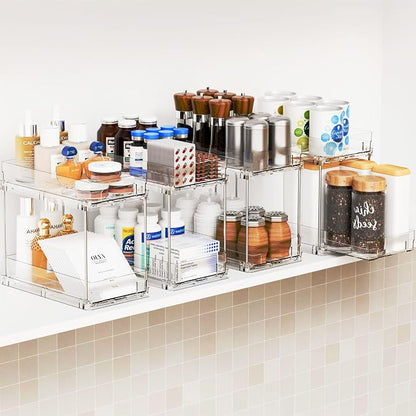 4 Set Bathroom Organizers and Storage, 2 Tier Clear Under Sink Organizer and - Image 7