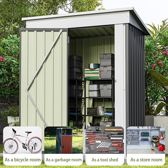 Patiowell 5x3 FT Outdoor Storage Shed, Garden Tool Shed - Image 6
