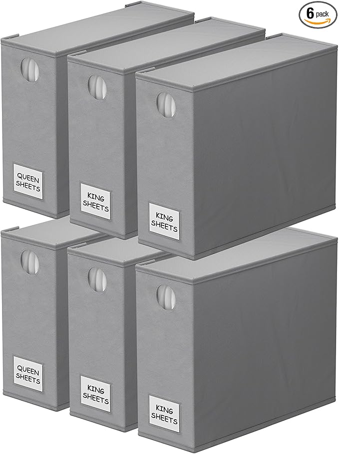 SpaceAid 6 Pack Bed Sheet Organizers and Storage, Foldable Sheet Organizer by SpaceAid