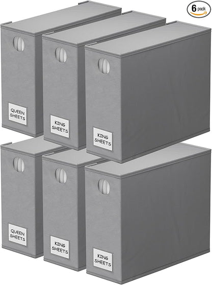 SpaceAid 6 Pack Bed Sheet Organizers and Storage, Foldable Sheet Organizer by SpaceAid