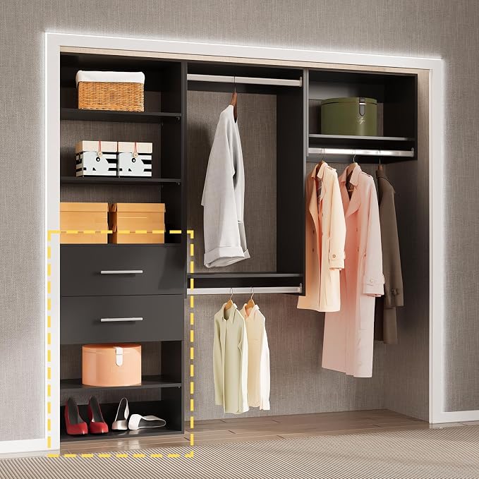 2 Drawer Short Tower Closet Unit, Modular Closet System, Wood Closet System - Image 2