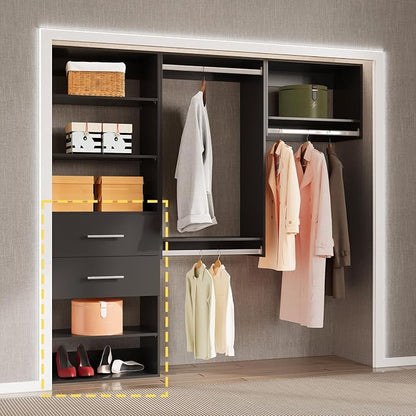2 Drawer Short Tower Closet Unit, Modular Closet System, Wood Closet System - Image 2