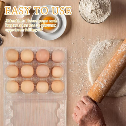 Tanlade 100 Pcs Plastic Egg Carton, 12 Grids Clear Chicken Egg Tray Disposable - Image 6