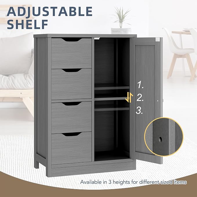 Walsunny Bathroom Floor Storage Cabinet, Wooden Storage Organizer - Image 5