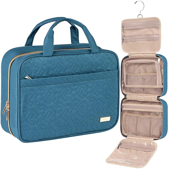NISHEL Travel Toiletry Bag for women, Portable Hanging Organizer for Full-Sized by NISHEL