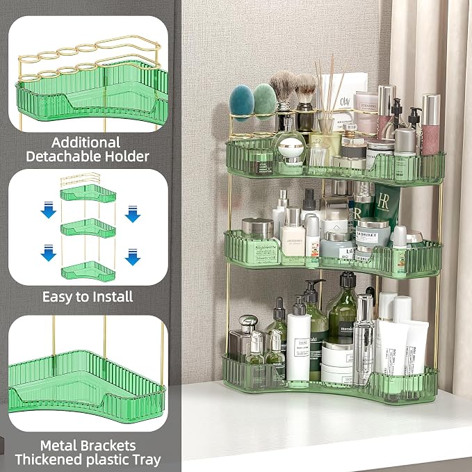 3 Tier Corner Bathroom Organizer Countertop, Vanity Makeup Organizer - Image 5