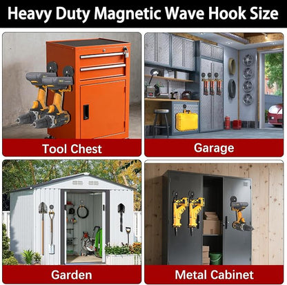 3-H Magnetic Wave Hooks Heavy Duty 2 Pack, Large Magnet Garage Hooks Heavy Duty - Image 7