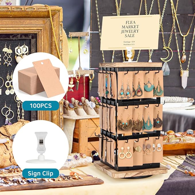 Jewelry Display for Vendors Rotating Earring Tower Holder Organizer, Jewelry - Image 3