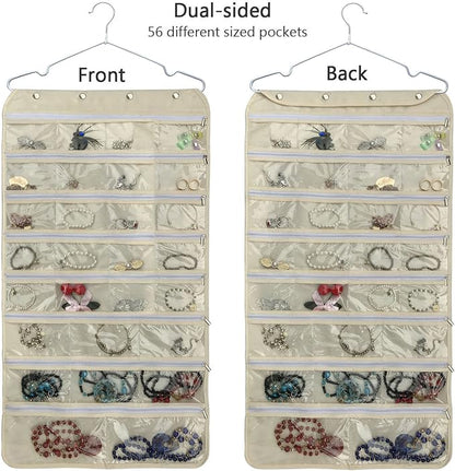 BB Brotrade Hanging Jewelry Organizer, Accessories Organizer, 56 Zipper Pocket - Image 2