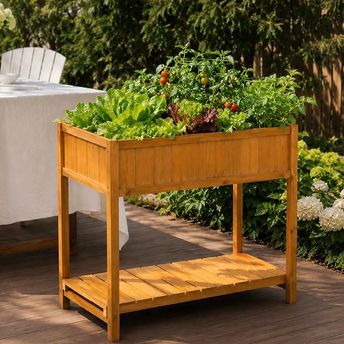 Fir Wooden Raised Garden Bed by ScienGardenJoysofgardening
