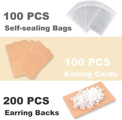 Earring Display Cards with 100 Pcs Earring Holder Cards 200 Pcs Earring Backs - Image 3