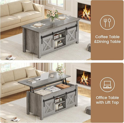 SEDETA Lift Top Coffee Table, Farmhouse Lift Tabletop Dining Table, Gas Spring - Image 6