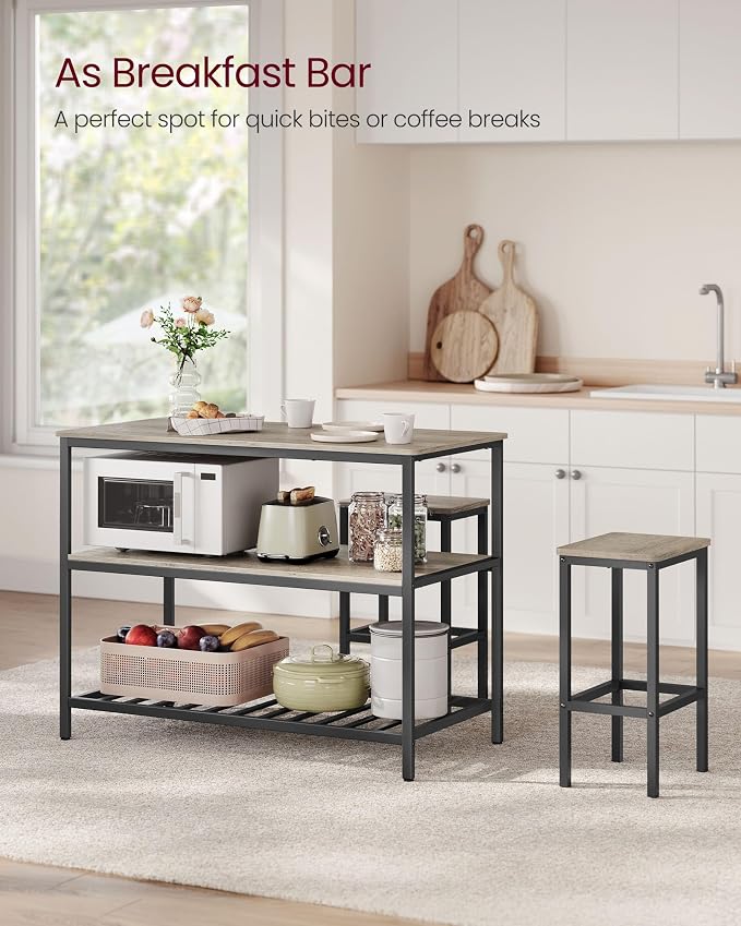 VASAGLE Kitchen Island with 3 Shelves, 47.2 Inches Width Kitchen Shelf with - Image 7