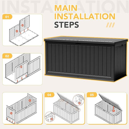 270 Gallon HDPE Deck Box Outdoor Indoor Waterproof Storage Box - Image 7