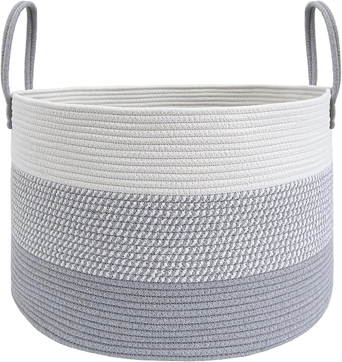 JMvicyroam 115L Extra Large Machine Washable Cotton Rope Blanket Basket | by JMvicyroam