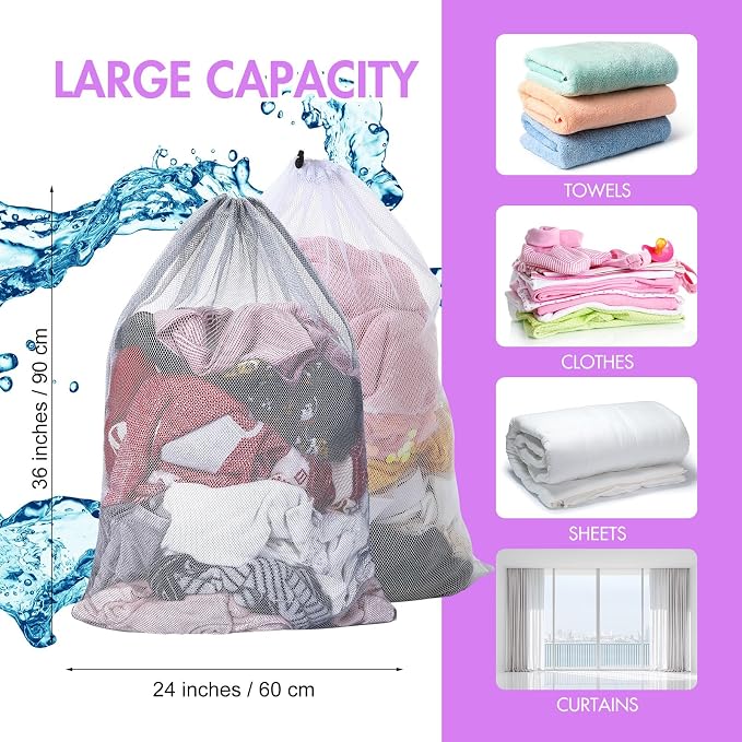 Berlune Large Mesh Laundry Bags, 24 x 36 Inch Bulk Wash Set - Image 2