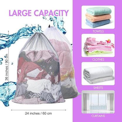 Berlune Large Mesh Laundry Bags, 24 x 36 Inch Bulk Wash Set - Image 2