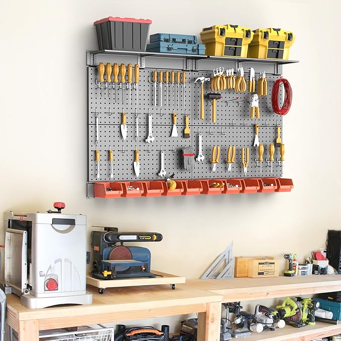 TORACK Metal Pegboard with Peg Board Hooks, Tools Storage Pegboard with - Image 2